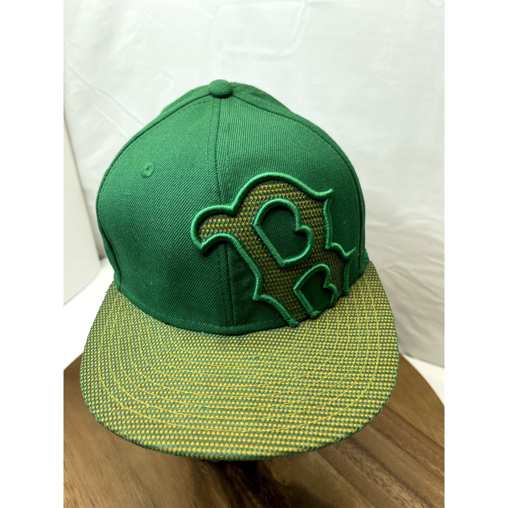 Boston Red Sox Hat Cap 59Fifty Fitted 7 1/4 Green/Gold triple B New Era